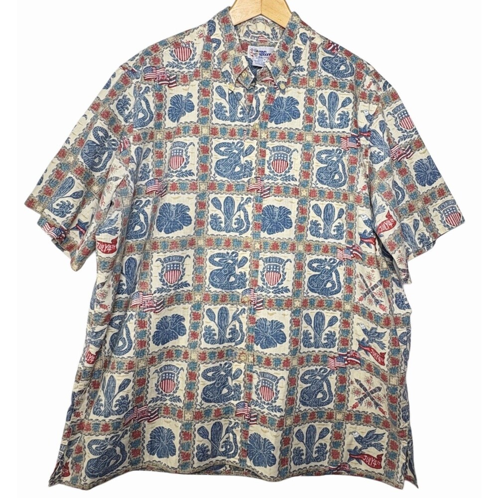Reyn Spooner Shirt Men's Size XL July 4th  Hawaiian 2010 USA American Eagle